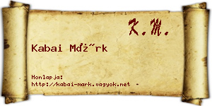 Kabai Márk névjegykártya